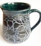 Large Mug Patterned Blue Glazed  - Hand Thrown Stoneware Ceramic Mug 