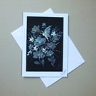 original hand painted floral blank greetings card ( ref FA 501 B2 )