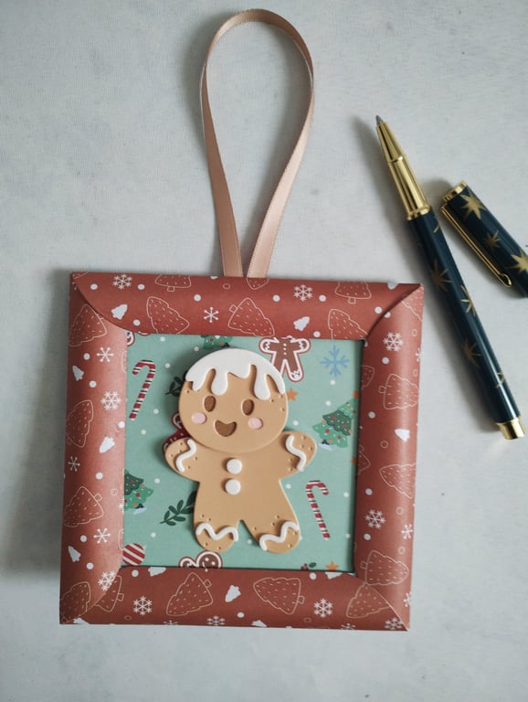 Dancing Gingerbread Man in a Frame - Christmas Card 