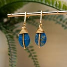 18K Gold Plated Wire Wrapped Cowrie Shell Drop Earrings