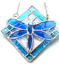Dragonfly Framed Stained Glass Suncatcher Sky Blue Teal Tile