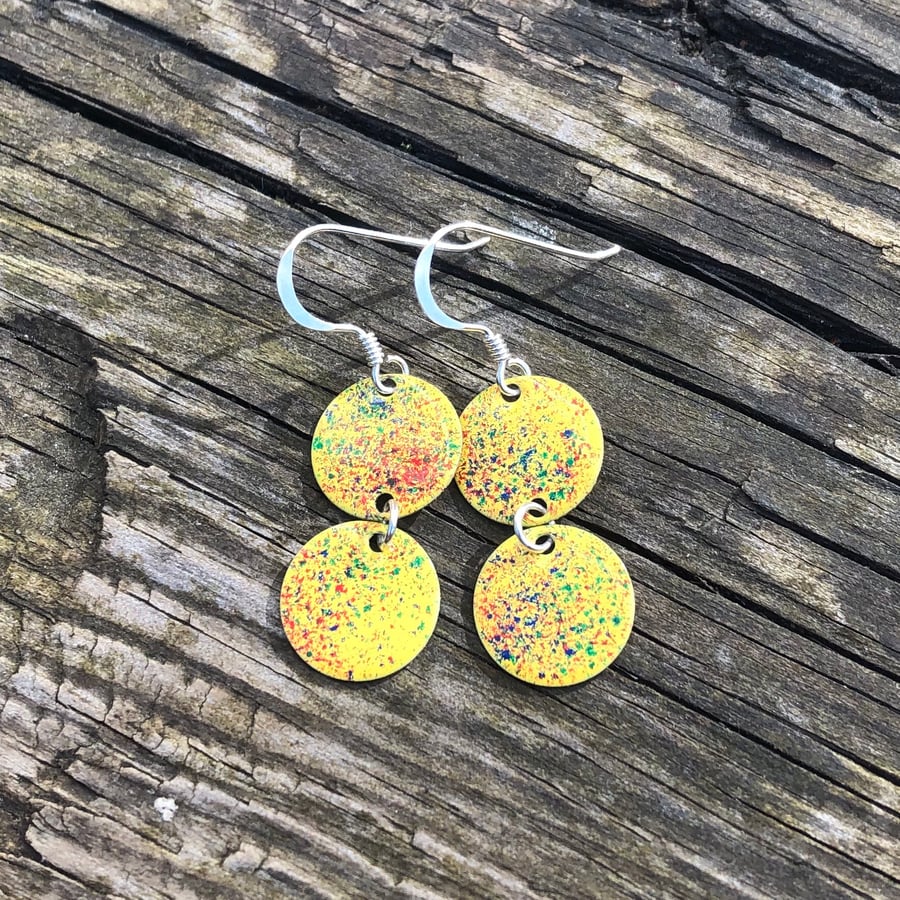 Yellow mix geometric enamel earrings 