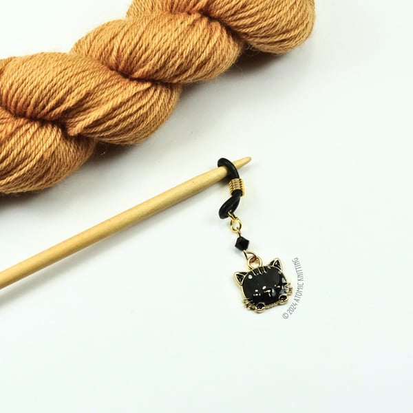 Cat Love - Knitting Needle Holder Hugger Minder Stitch Stop fits up to 4mm needl