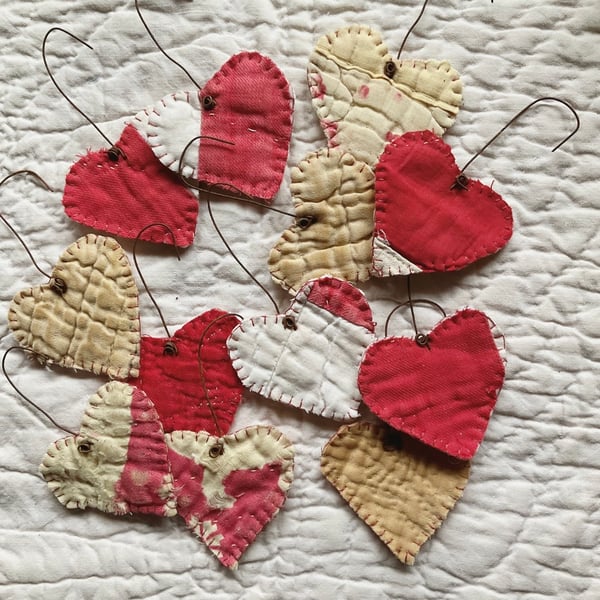 Antique quilt and patchwork hearts