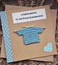 Grandparents New Grandchild Card with Knitted Jumper Duck Egg Blue 