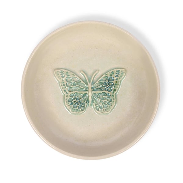 Handmade pottery, butterfly design, trinket dish, pottery ring dish, soap dish 