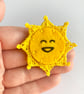 Sun brooch laughing embroidery micro crochet sun rays