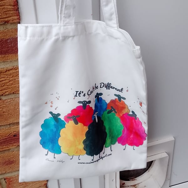 Quirky Colourful Sheep Cotton Tote Bag