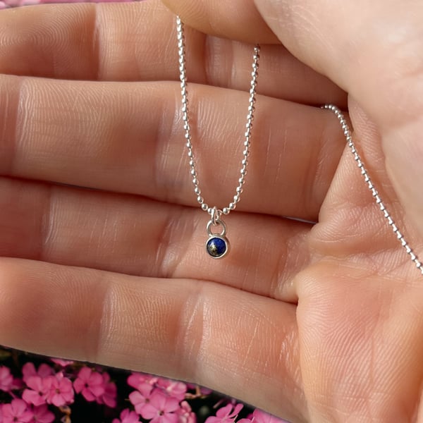 Petite Lapis Lazuli Pendant on 18" Ball Chain