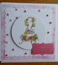 Birthday Card - Cake Stand & Flowers - Pink - Image 3