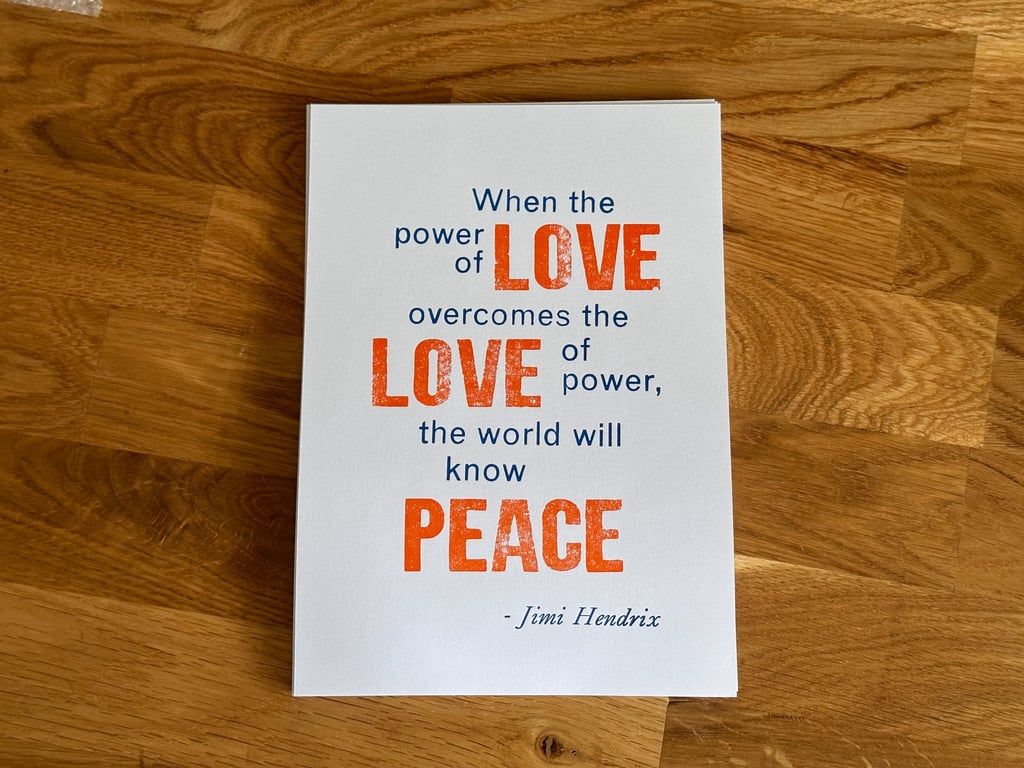 The Power of Love. A5 Letterpress card