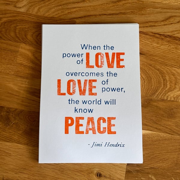 The Power of Love. A5 Letterpress card