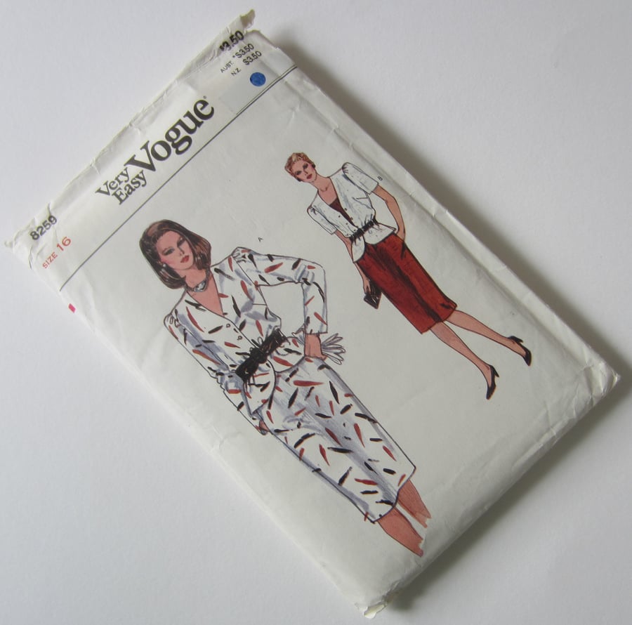 Vintage 1970 s 1980 s Vogue Sewing Pattern for Top and Skirt. Size 16