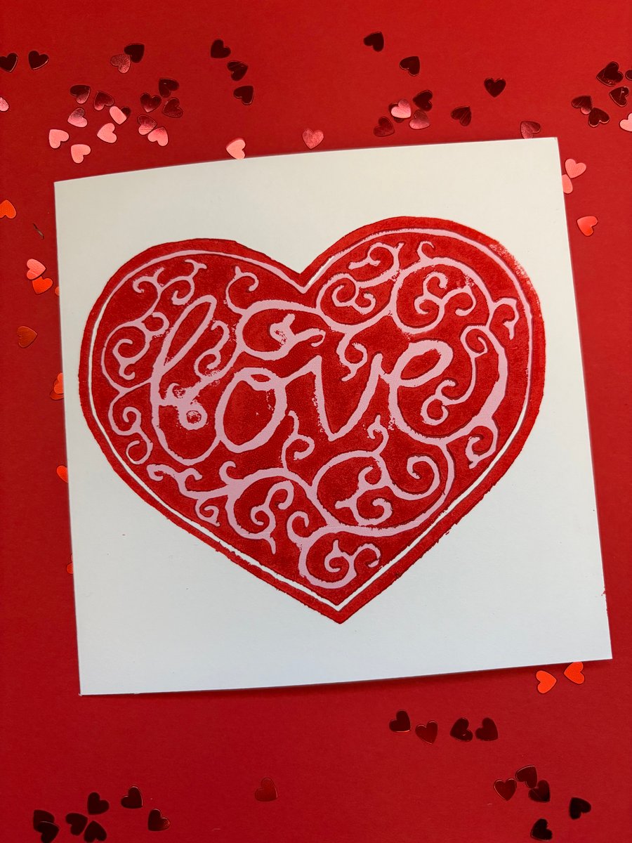 Handprinted Love Heart Card