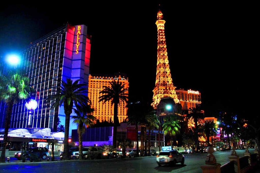 Eiffel Tower Paris And Ballys Hotel Las Vegas America Photograph Print
