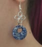 Handmade Sodalite Donut Earrings with Silver Clover Charms, Sterling Silver - Image 2