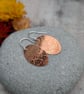 Copper Floral Pattern Oval Disc Earrings - JBJ1090 - Image 5