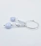 Blue Lace Agate Heart Earrings With Swarovski Crystal, Birthday Gifts For Her