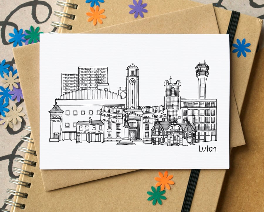 Luton Skyline Greetings Card