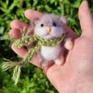 Needle Felted Hamster Figurine - Handmade Wool Animal Desk Buddy, Cute Gift for 