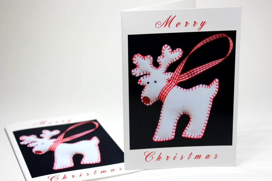 White Reindeer Christmas Cards (Pack of 2)