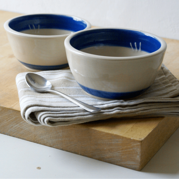 Set of two snack bowls in simply clay - hand thrown stoneware bowls