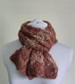 51. Alpaca Handknitted Lacy Scarf. In Pink and Natural Shades.  Measures 47"x 8" - Image 1
