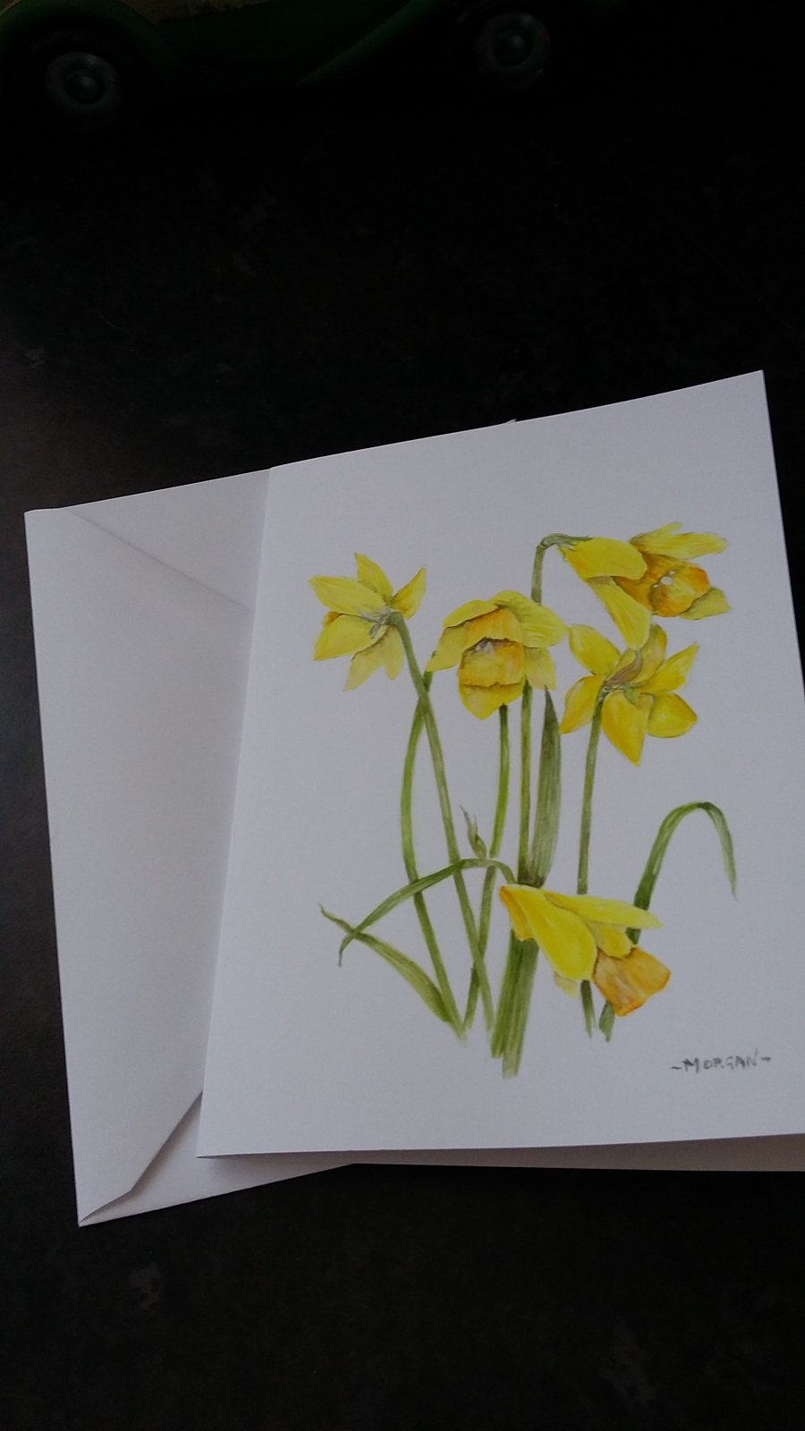 HAND PAINTED SPRING DAFFODIL CARD