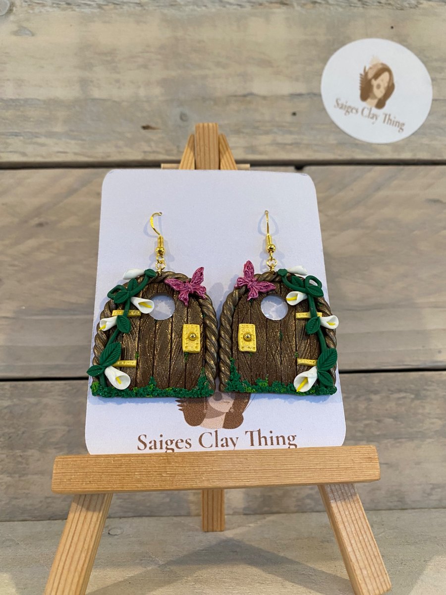 Whimsical Fairy Door earrings with resin window