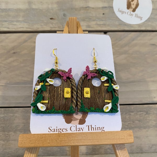 Whimsical Fairy Door earrings with resin window
