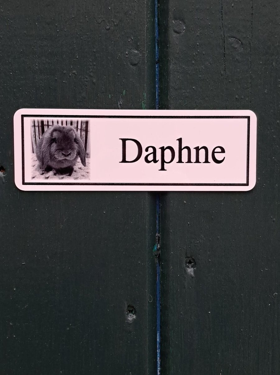 Personalised Name Plate Plaque Name House Pet Bunny Rabbit Hutch Sign