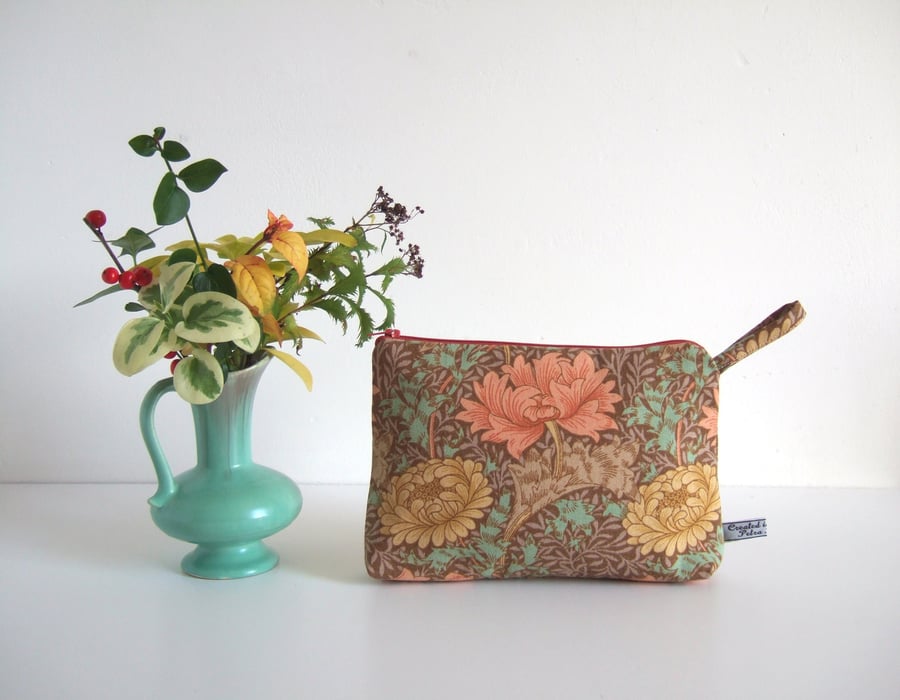 Toiletries or make up bag made from a vintage floral Sanderson print.