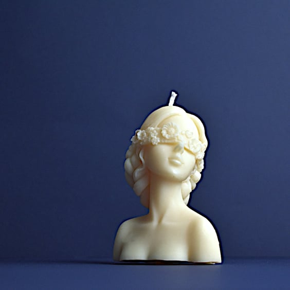 Peppermint Soy Wax Hand Poured Blindfolded Lady Pillar Candle