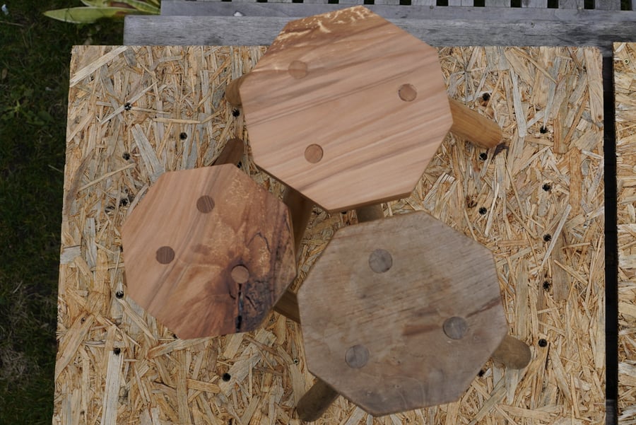 Flamed beech milking stools