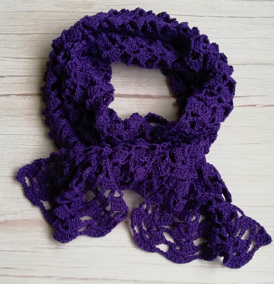Rowan Pima Cotton Crochet Scarf in purple