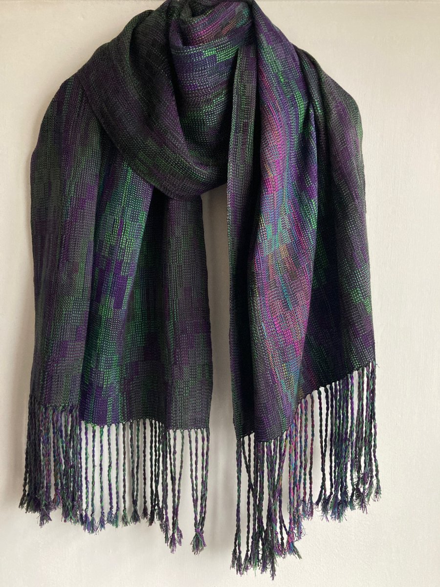 Iris Handwoven Silk and Cotton Wrap Scarf
