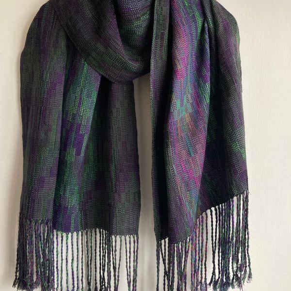 Iris Handwoven Silk and Cotton Wrap Scarf