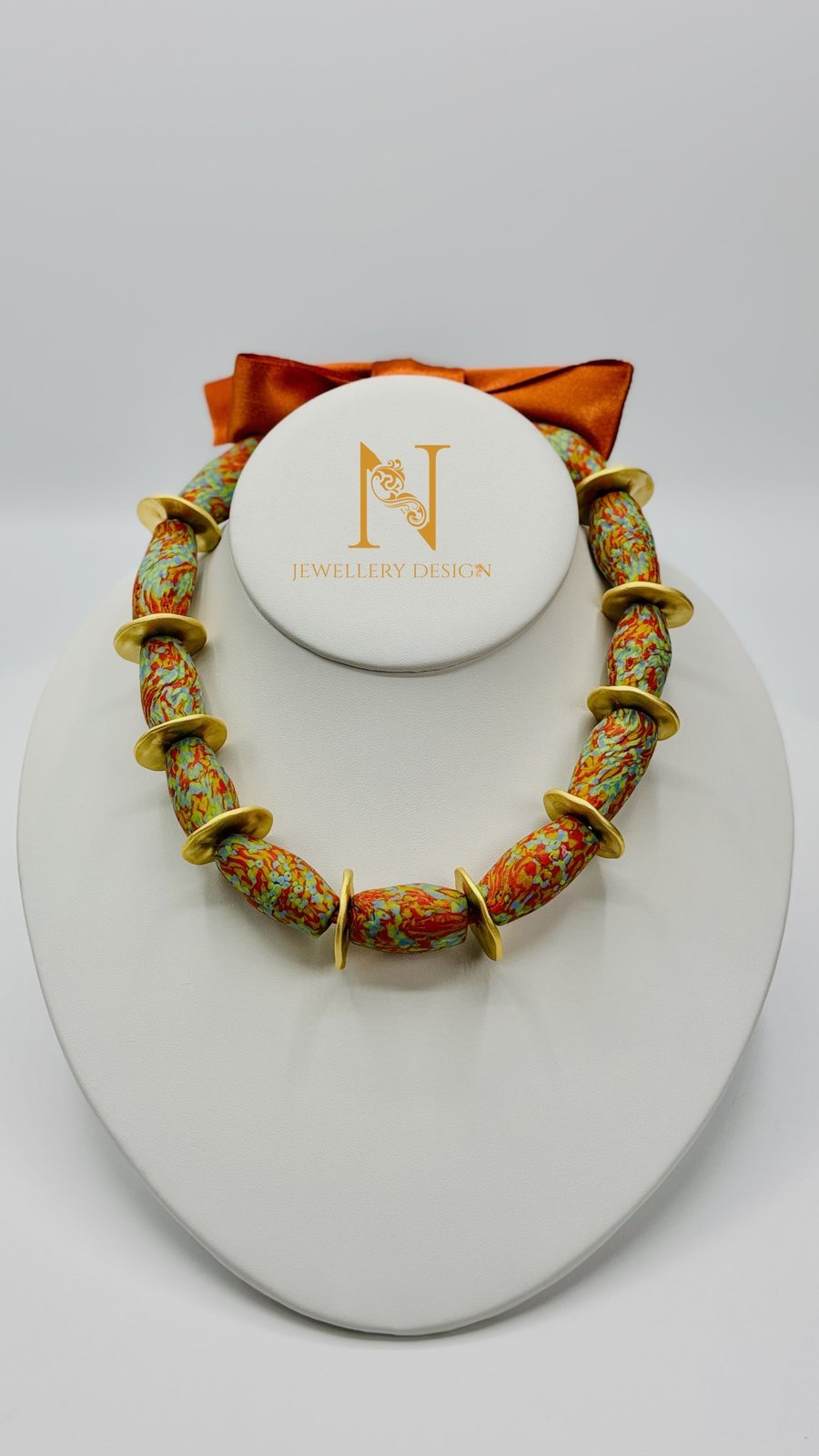 Autumn Mosaic Ribbon Statement Necklace