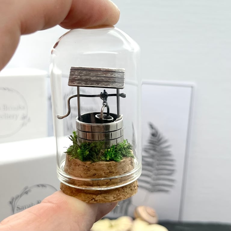Handmade Sterling Silver Miniature Wishing Well Bell Jar 