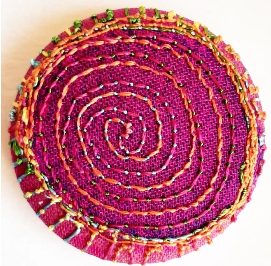 Buttons 1 inch button Hand Dyed Silks and Cottons Free Machine Embroidery Button