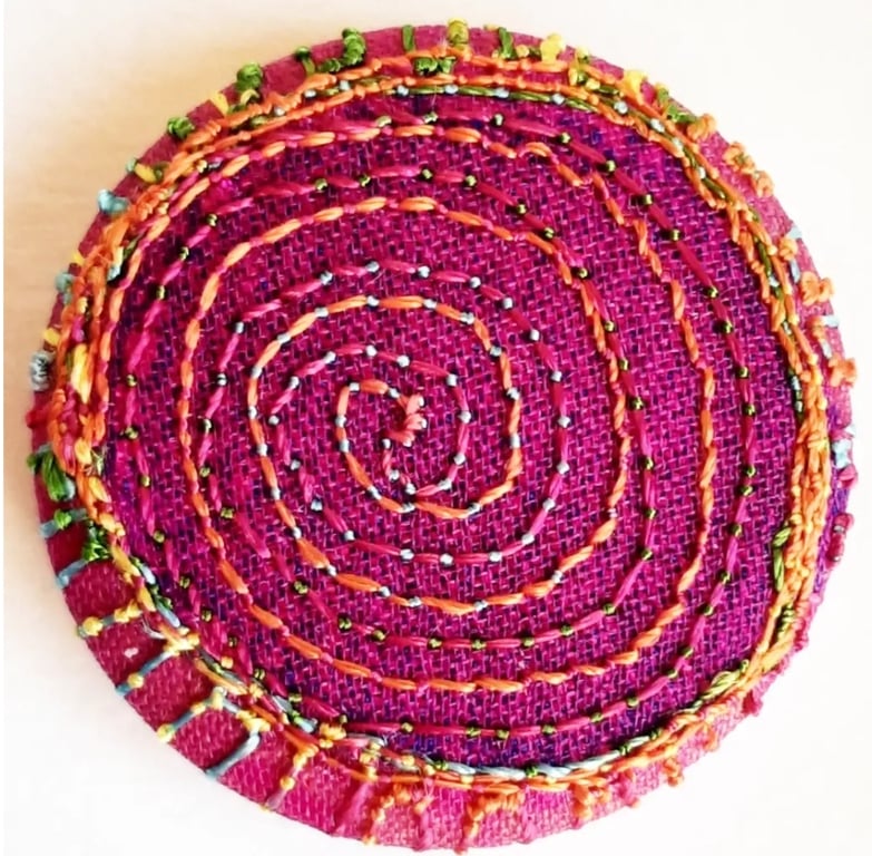 Buttons 1 inch button Hand Dyed Silks and Cottons Free Machine Embroidery Button