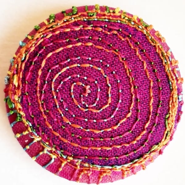 Buttons 1 inch button Hand Dyed Silks and Cottons Free Machine Embroidery Button