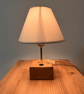 Handmade Oak Bedside Lamp with Fabric Shade