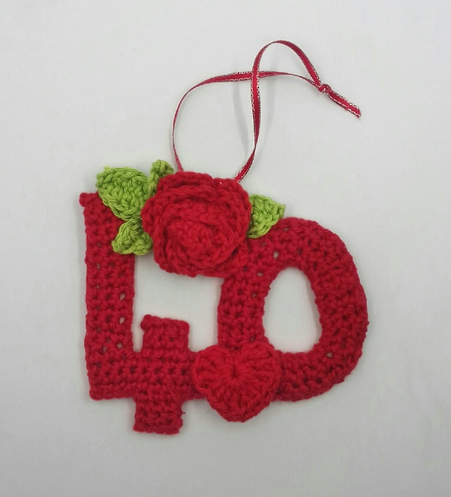 Reserved for Beth Ruby Anniversary Crochet  Hanger 