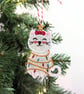 Embroidered Lace Christmas Cat Ornament: Holiday Decor