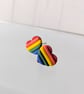 Rainbow Pride heart studs