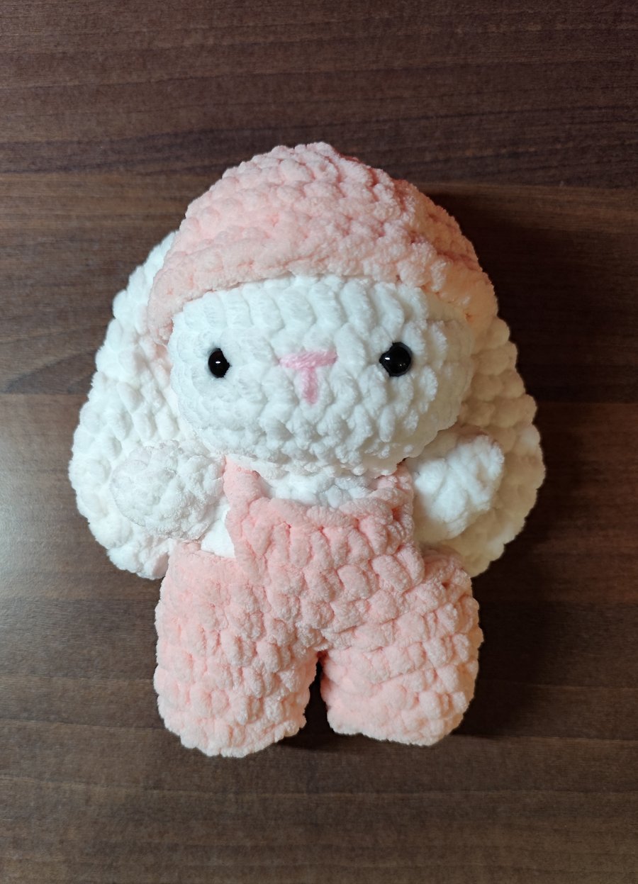 Handmade Crochet Bunny Plushie, Soft Chenille Amigurumi, Cute Gift