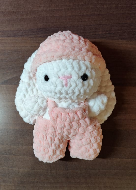 Handmade Crochet Bunny Plushie, Soft Chenille Amigurumi, Cute Gift