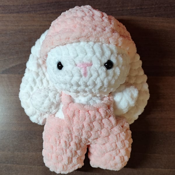 Handmade Crochet Bunny Plushie, Soft Chenille Amigurumi, Cute Gift