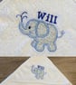 Personalised White cotton hooded baby towel with ears